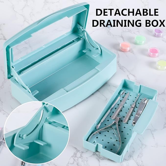 Plastic Sterilizing Tray,Sterilization Box,Nail Art Tool Sterilizer Tray, Sterilizer Tray Box Nail Art Salon Sterilizing Too（Blue）