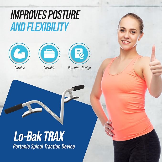 Lo-Bak TRAX by EZ-Bak Lumbar Spine Stretcher - Upper and Lower Back Stretcher for Herniated Disc & Sciatica Scoliosis - Portable Lumbar Traction Device for Spinal Decompression and Back Pain