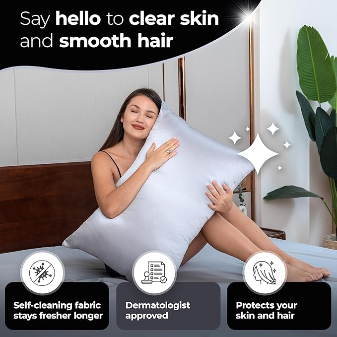 Silvery Silver Infused Bed Sheets Set - Award-Winning Self-Cooling Fabric with Self-Cleaning Silvery Technology™ That Stays Fresh 3X Longer for Hygienic Sleep (Gray, Split King)