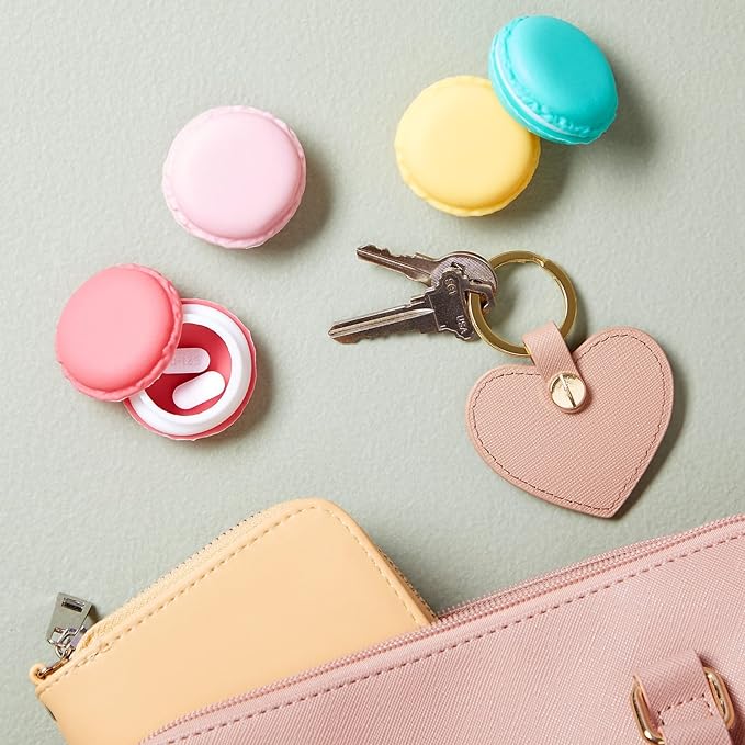 Juvale Macaron Pill Case - Macaron Jewelry Holder & Pill Box - Durable Mini Plastic Containers with Lids - 8 Colors, 1.7 in - Pack of 16