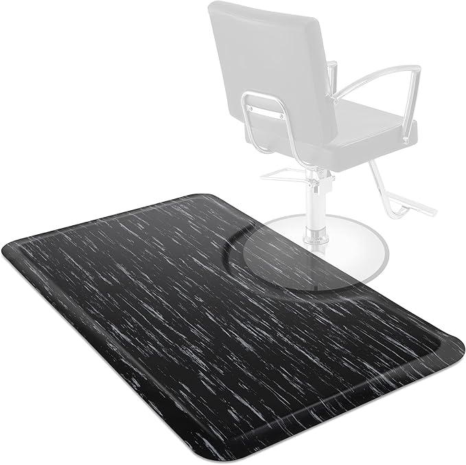 Saloniture 3 ft. x 5 ft. Salon & Barber Shop Chair Anti-Fatigue Floor Mat - Marble Rectangle - 1/2 in. Thick