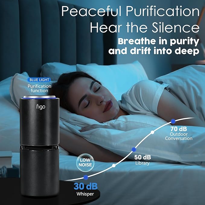 Figo 8th Gen Ionic Air Purifier, Filter-Free Compact Air Cleaner for Home & Car, Quiet Portable Odor Reducing Air Purifier for Small Spaces, Bedroom, Dorm Room, Desk