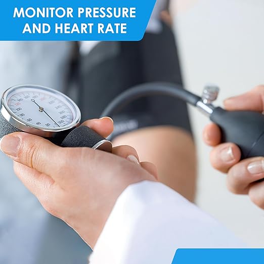 PrimaCare Medical DS-9197-BK Professional Classic Series Manual Adult Size Blood Pressure Kit, Emergency Bp kit with Stethoscope and Portable Leatherette Case, Nylon Cuff, Black
