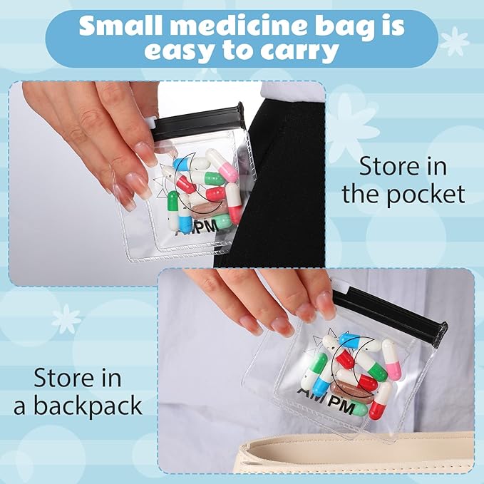 70 Pcs Pill Pouch Bags Zippered Reusable Medicine Pouches Travel Plastic Pill Bags Self Sealing Medicine Organizer with Slide Lock for Medication, Vitamins, Jewelry, Daily Small Items(Vivid Style)