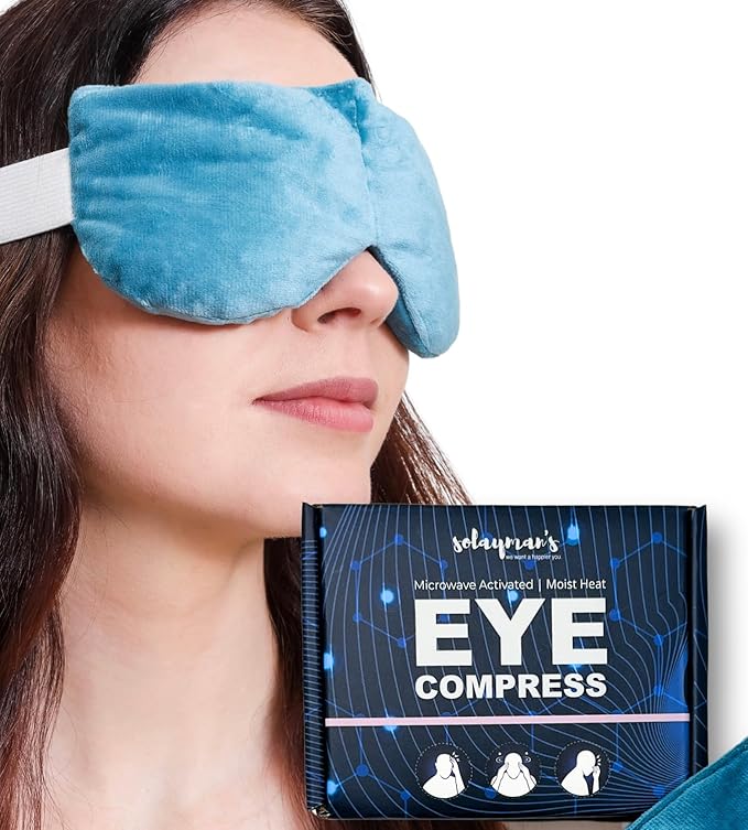 Heated Eye Mask for Dry Eyes - Microwavable Moist Heat Eye Compress for Stye Relief, Warm Eye Compression Pad for Dark Circles, Puffy Eyes & Dry Eye Therapy, Reusable Heating Eye Mask
