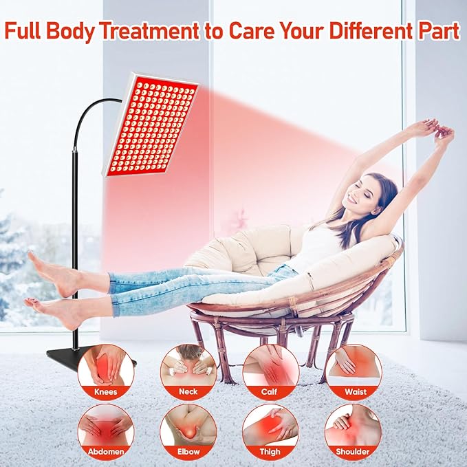 Red Light Therapy for Face and Body – 150 LED, 660nm Red & 850nm Near Infrared Lamp with Adjustable Stand, Dual Wavelength for Skin, Muscle & Joint Recovery | Home & Professional Use