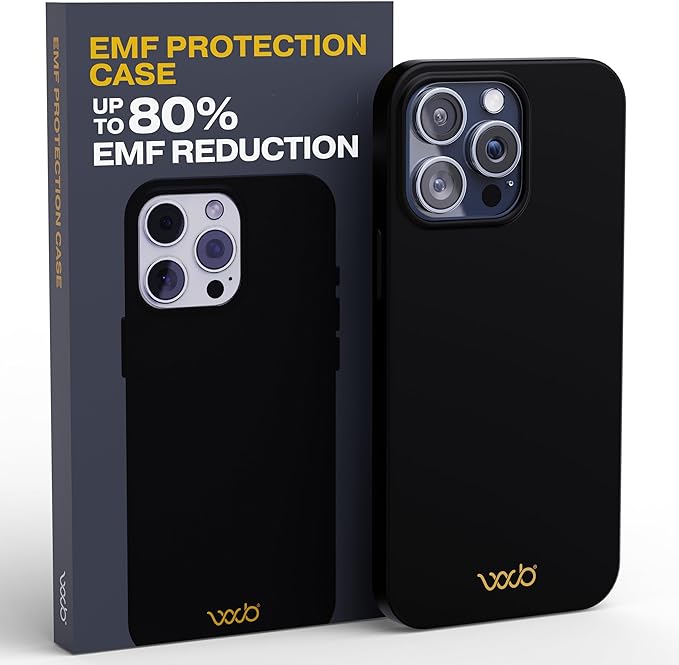 WAVEBLOCK EMF Protection Silicone iPhone Case, Radiation Blocker Cell Phone Case, 5G Shield Reduction, Lightweight, USA Patented and Tested in FCC Lab, iPhone 15 Pro Max Black