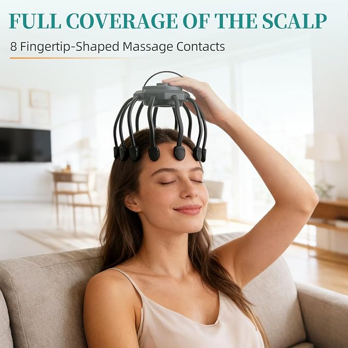 Head Massager Scalp Electric with 3 Modes, Head Massager Scalp Stress Relax Rechargeable Portable, Type-C, Head Scratcher for Stress Relax