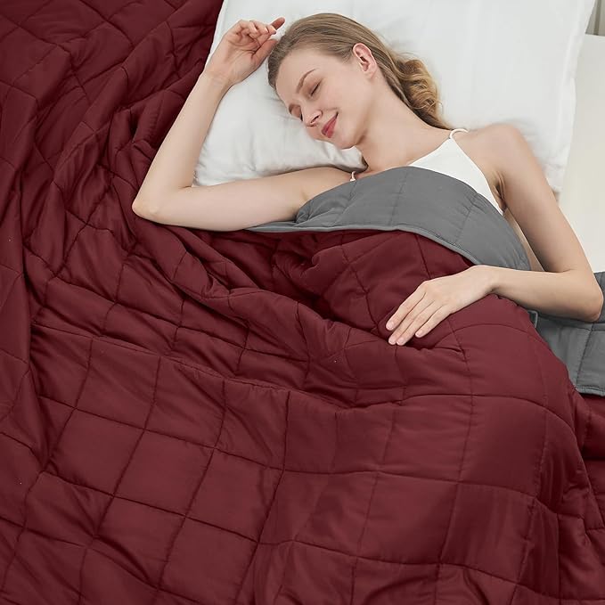 Weighted Blanket for Adults 20lbs, 48"x72", Twin Full Size Cooling Heavy Throw Blanket for 130-220lbs, Microfiber Soft Thick Big Blankets Weighted Comforter Gift for Sleeping, Red Grey