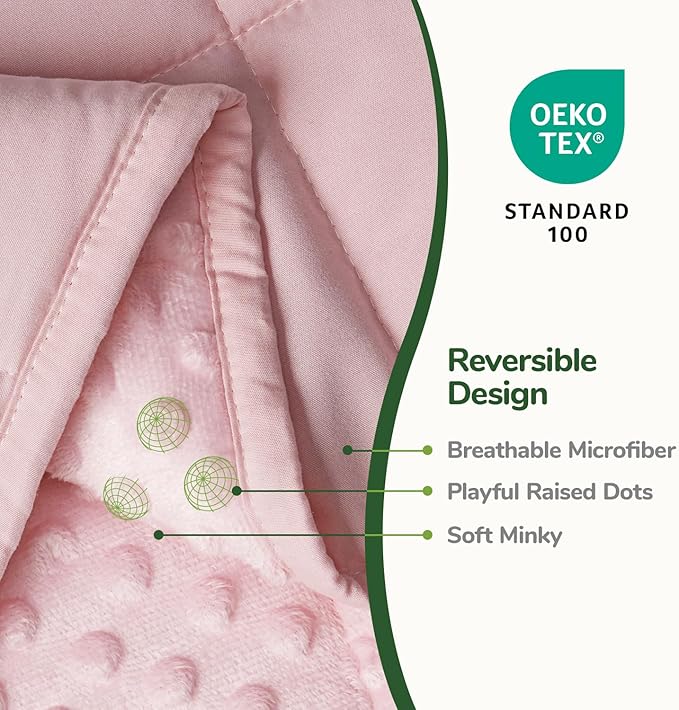 Sivio Weighted Blanket Twin 15 Pounds, Adult Weighted Blankets with Soft Minky Dots & Cozy Cooling Microfiber for Calming and Sleeping, Heavy Blanket, 48" x 72", Pink