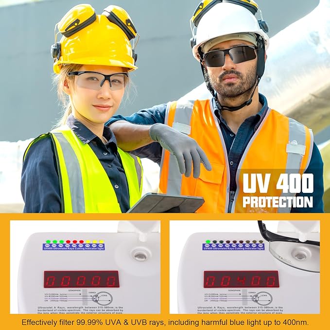 OXG 12 Pack Anti Fog Safety Glasses for Men, ANSI Z87.1 Safety Goggles Impact Scratch Resistant Eye Protection for Work