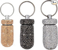 3PCS Bling Crystal Rhinestone Portable Pill Case Pill Container Waterproof Pill Holder with Keychain Glitter Travel Pill Box Small Medicine Dispenser Bottle Storage for Outdoor Camping Travel,18