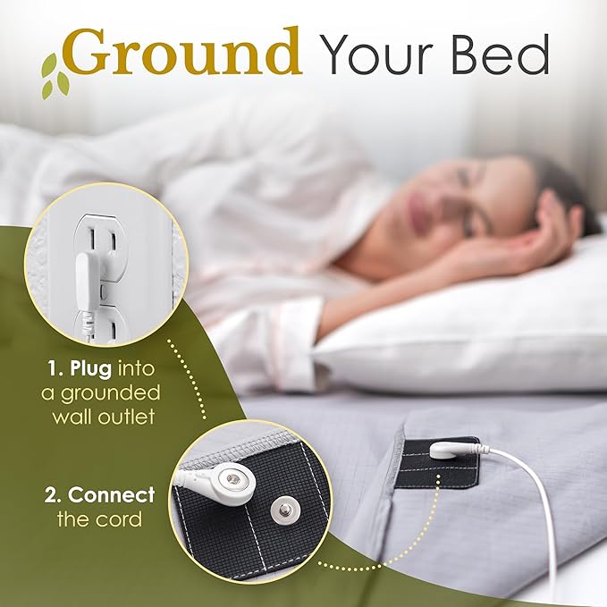 Grounding Sheets King Size - Grey Earthing Sheets for Natural Sleep Enhancer - 90% Organic Cotton + 10% Pure Silver Fiber Fitted Grounding Bed Sheets with Grounding Cord for Luxurious Comfort