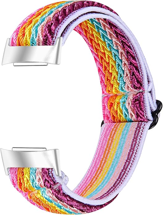 Lijinlan Nylon Band Compatible with Fitbit Charge 5 Advanced Fitness & Health Tracker, Elastic Woven Strap Stretchable Wristband Watch Bands Replacement for Charge 5 for Women Men