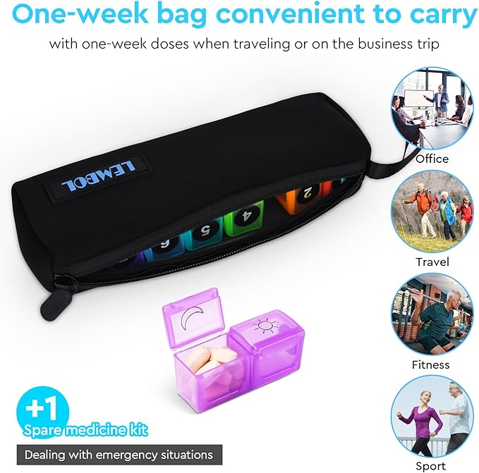 Monthly Pill Organizer 2 Times a Day, 30 Day Pill Organizer Box AM PM with Weekly Pill Bag,32 Daily Large Compartments,1 Month Pill Holder to Hold Vitamins, Medication and Supplements