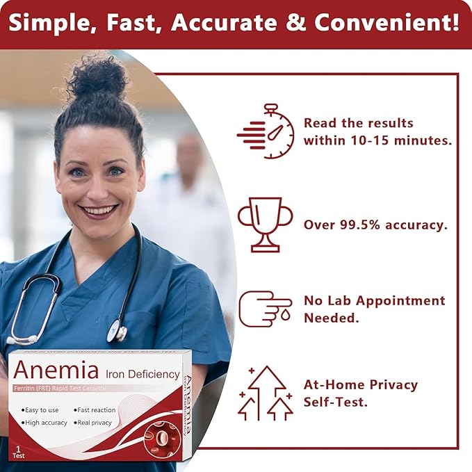 Iron Deficiency Test Kit – Accurate & Easy at-Home Test to Monitor Iron Levels, Suitable for Both Children and Adults（1Test）