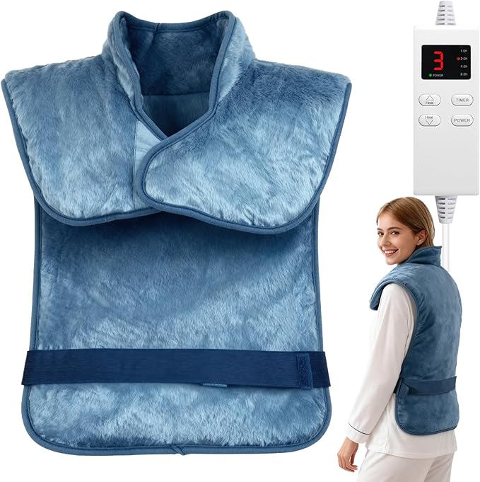 Large Heating Pad for Back Neck Shoulders, Electric Heating Pad for Back Pain Relief, 6 Heat Settings & 4 Timers 24"x33" Weighted Design, Christmas Birthday Gifts for Women Men Mom Dad