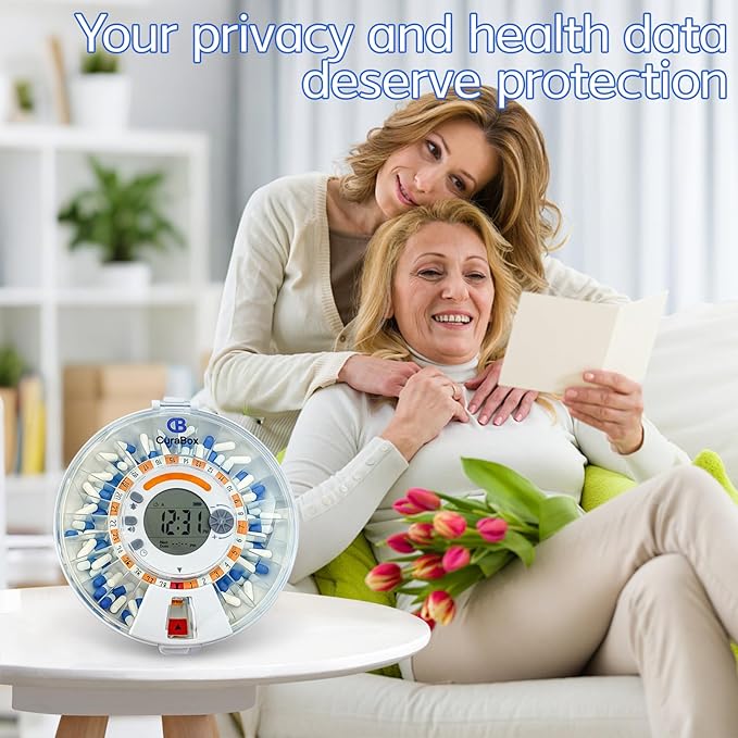 Automatic Pill Dispenser for Elderly with Alarm - WiFi App Monitoring - 28 Day Medication Organizer for Care Monitoring with Lock Key, Light/Sound Alarms for Prescriptions & Vitamins