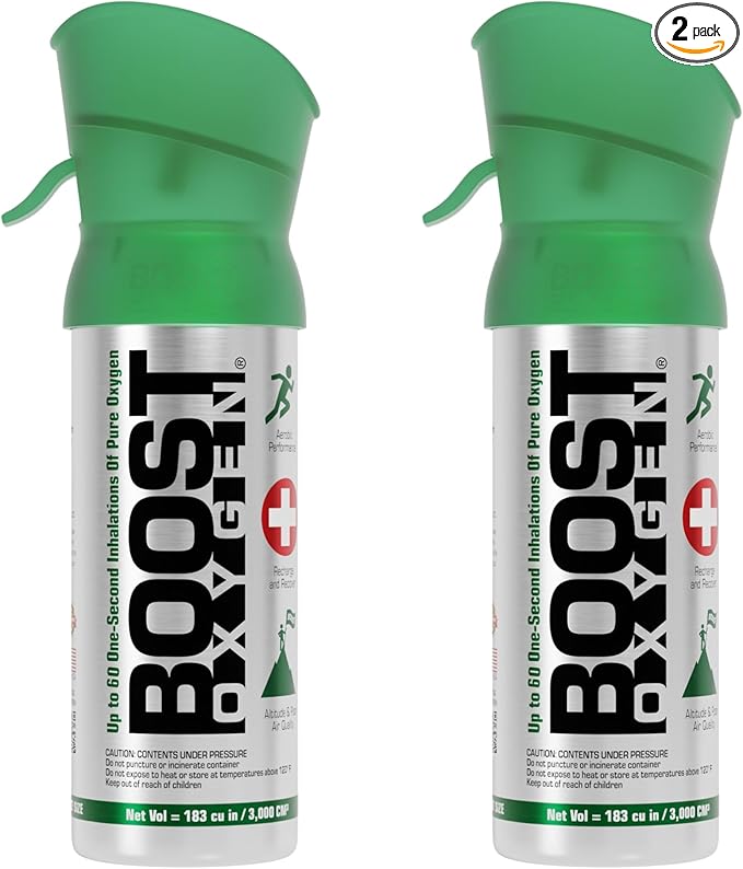 Boost Oxygen Pocket Size Natural 3L Canister | Respiratory Support for Aerobic Recovery, Altitude, Performance & Health (2 Pack)