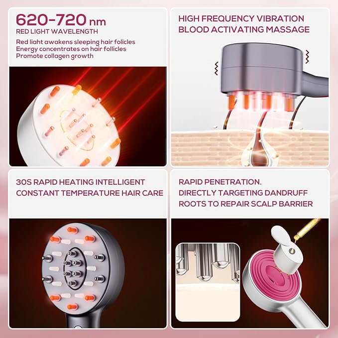 Laser Hair Growth Comb, Laser Comb Laser Hair Growth Device Electric Scalp Massager for Hair Growth,Stimulates Hair Growth Comb Brush Thinning Hair Treatment Laser Therapy Comb