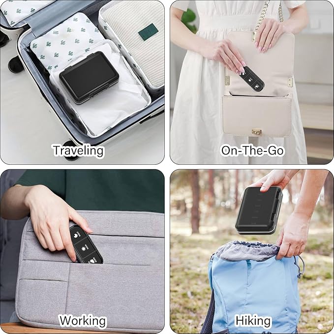 Weekly Pill Organizer 3 Times a Day, 7 Day Portable Pill Box for Pills, Vitamins, Fish Oil, Medication, Supplements (3x7 Black)