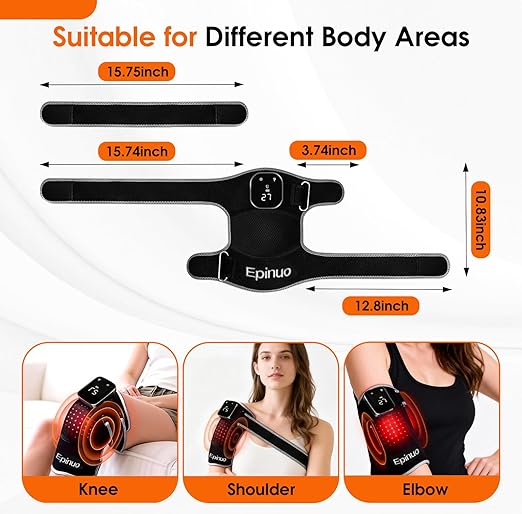 Red Light Therapy for Knee,with 5 Vibration Massage, Cordless Rechargeable 5000mAh Heated Knee Massager for Pain Relief, Gifts for Women Men, 660nm&850nm Near Infrared Light Brace
