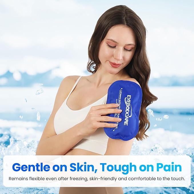 Reusable Ice Packs for Injuries, Hot and Cold Therapy Gel Ice Packs with Flexible Wrap and Eye Mask, for Joint Pain, Swelling, Muscle Pain, Knees, Back, Shoulder & More (3-Piece Set)