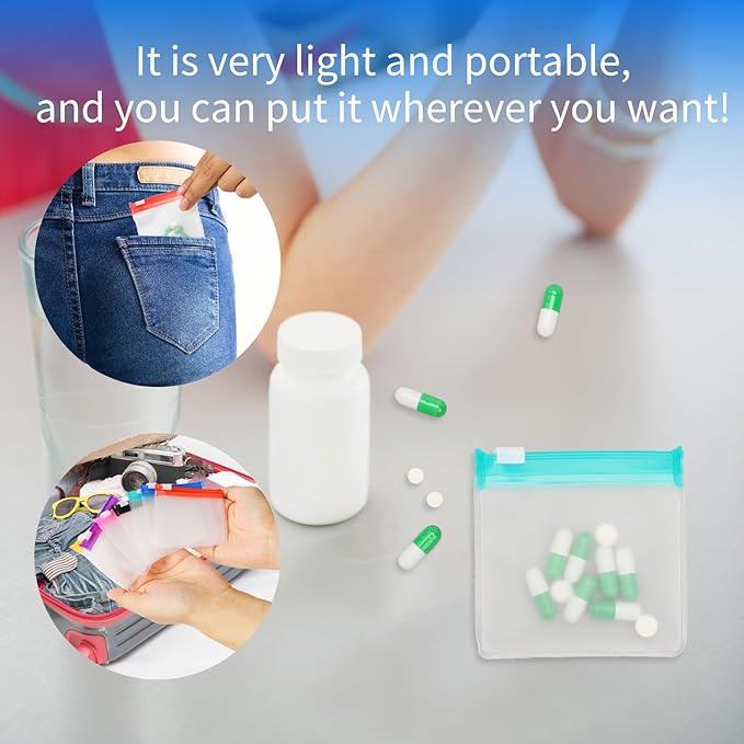 21PCS Pill Pouches, Pill Organizer Travel, Clear Pill Baggies, Plastic Pill Bags with Slide Lock for Medicine Small Items Storage (Classic)