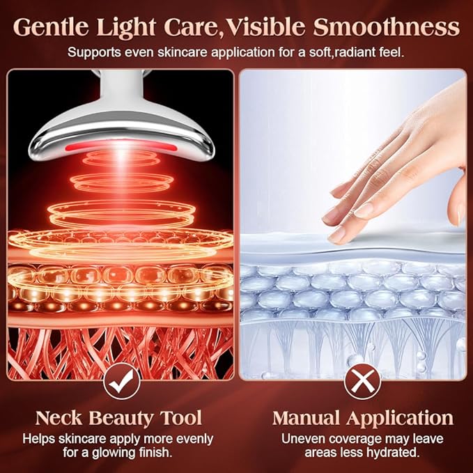 Face and Neck Massager Tool with Heat & 3 Light Therapies, Smart Vibration, Red-Light-Therapy and EMS Modes, Gua Sha Facial Tools for Face and Neck Skin Care and TMJ Relief (White)