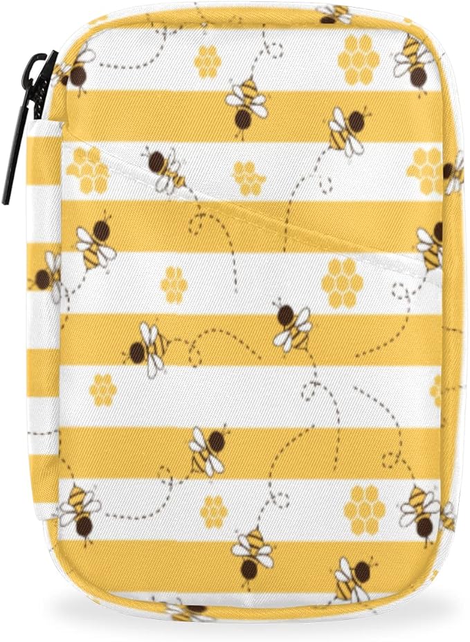 Cute Bee Pill Case - Yellow 7 Day Weekly Medicine Organizer, Travel Size Vitamin Container, Compact Portable Holder With Zipper