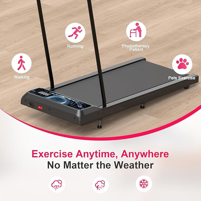 Walking Treadmill Pad with Incline - Portable Under Desk Treadmill, Walking Mat Pad with Handle Bar, 2.5HP Low Noise, 2 in 1 Treadmills for Home Office