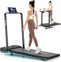 FUNMILY Upgrade Walking Pad Folding Treadmill with 12%/15% & Handle Bar, 3.5HP Foldable Under Desk Compact Treadmills for Home/Office/Gym, 400+lb Capacity, Shock Absorption