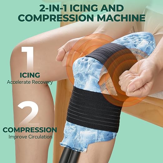 Ice Machine for Knee After Surgery w/Compression, Cold Therapy Machine for Hip Replacement, Cryo Cuff Wrap Pack for Shoulder Recovery, Cold Cooler Water System(Gray)