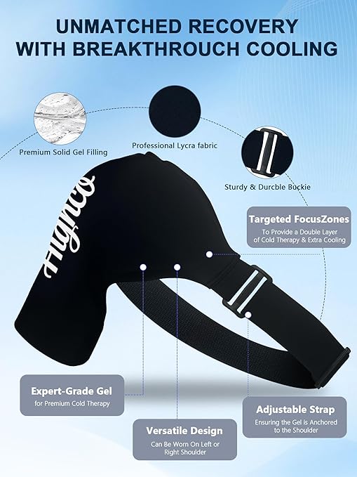 Shoulder Ice Pack Wrap for Rotator Cuff and Arm,Reusable Compression Cold Brace for Pain Relief & Muscle Relaxation,Tendonitis,Swelling,Discomfort After Surgery,Hot &Cold Therapy Ice Pack for Shoulder (Large-Black)