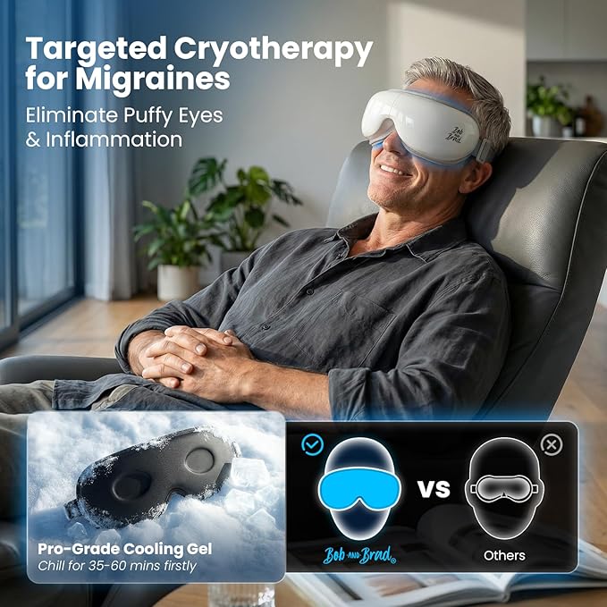 BOB AND BRAD Eye Massager with Heat and Cooling, FSA-HSA Eligible, EyeOasis 3 Heated Eye Massager Mask for Dry Eyes, Migraines, Headaches Relief, Reduce Strain, Improve Sleeping, Mother's Day