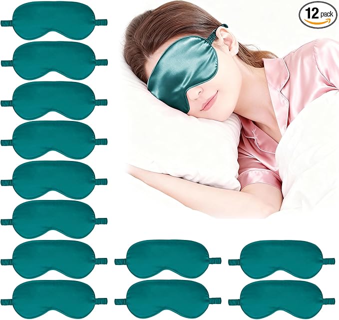 12PACK Silky Sleep Masks Satin Eye Mask Silk Eyes Cover for Sleeping Blackout Eyeshades Soft Blindfold Travel Nap Gifts