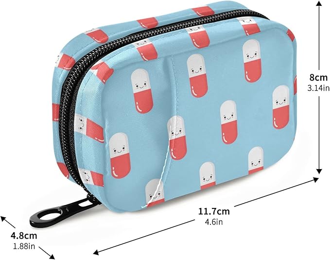 Naanle Cute Pink Pill Box 7 Day Case Bag Travel Organizer with Zipper Portable Weekly Compact Size for Vitamin Supplement Holder A Cartoon Blue 4.6 x 3.14 x 1.88 Inch 0.12 kilograms