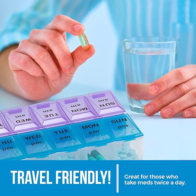 MEDca Weekly Pill Organizer, Twice-a-Day, 2 Pill Organizer Extra Large