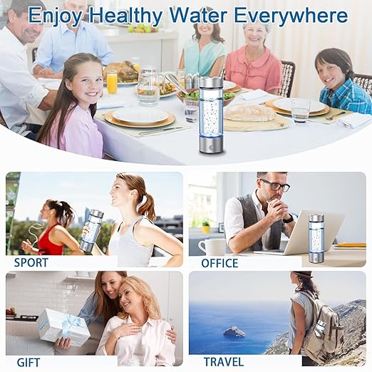 2026 Upgrade Hydrogen Water Bottle, Portable Hydrogen Water Ionizer Machine -SPE PEM Tech, Rechargeable Hydrogen Rich Water Glass Bottle for Travel, Gifts for Women, Christmas Gifts, Gifts Idea