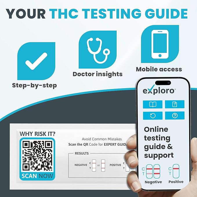 Exploro Marijuana Drug Test Kit (25 Pack) – THC Tests for Home – THC Drug Test Bulk Value