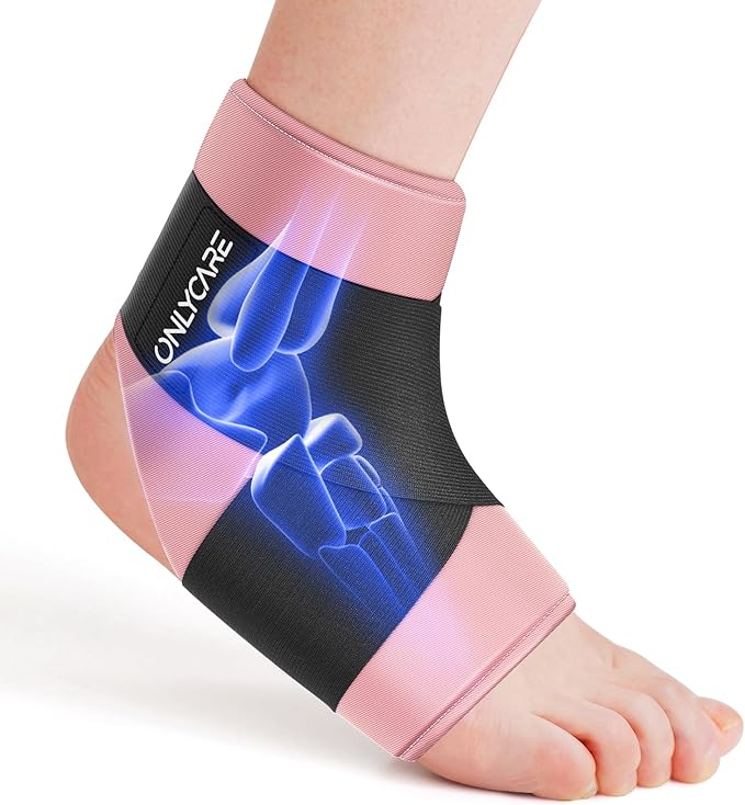 ONLYCARE Ankle Ice Pack Wrap, Soft Gel for Hot & Cold Hand Therapy for Sprained Ankle Injuries, Achilles Tendonitis, Plantar Fasciitis,Pink