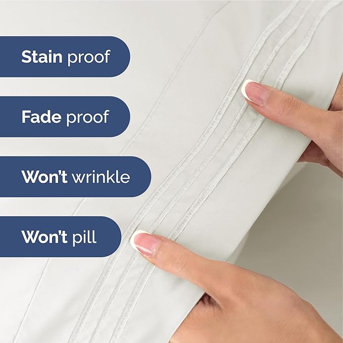 Twin XL Size 3 Piece Sheet Set - Extra Soft, Breathable And Cooling Sheets - Hotel Luxury Bed Sheets for Women & Men - Deep Pockets, Easy-Fit & Wrinkle-Free Sheets - Antique White Oeko-Tex Bed Sheets