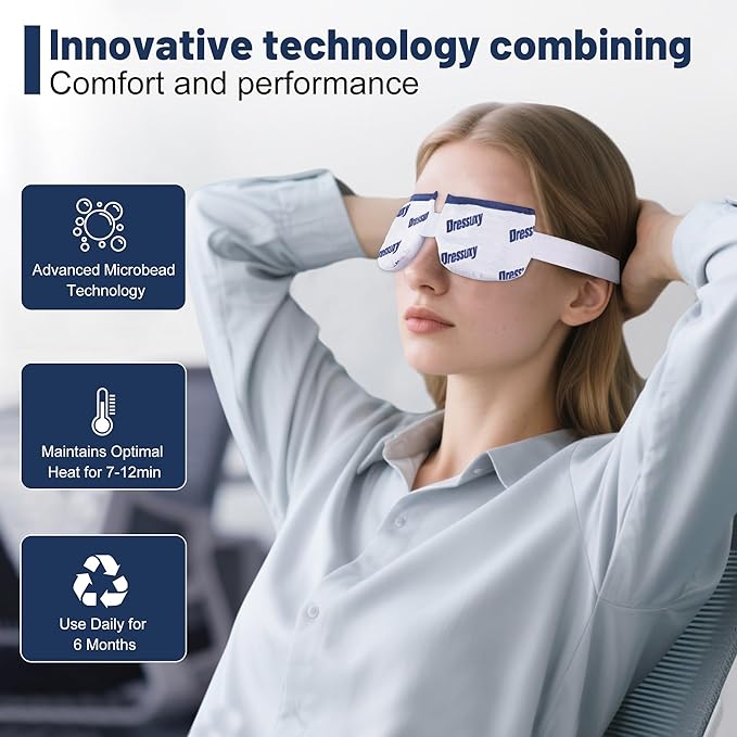 Heated Eye Mask & Microwavable Eye Compress | Gentle Steam Heat for Eye Comfort 1pc White
