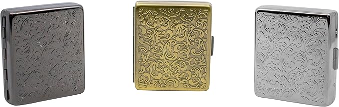 Set of 2 Metal-Plated Weekly (7-Day) Pill Box Case & Portable Medicine Organizer (Silver Victorian)