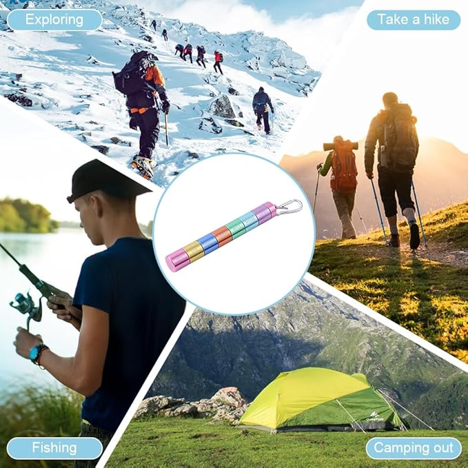 Pill Box Organiser, Portable Weekly Pill Box, 7 Day 1 Times a Day Compartments Tablet Organiser Box, Rainbow Metal Pill Holder Waterproof Pill Case with Keychain for Outdoor Travel Camping Work