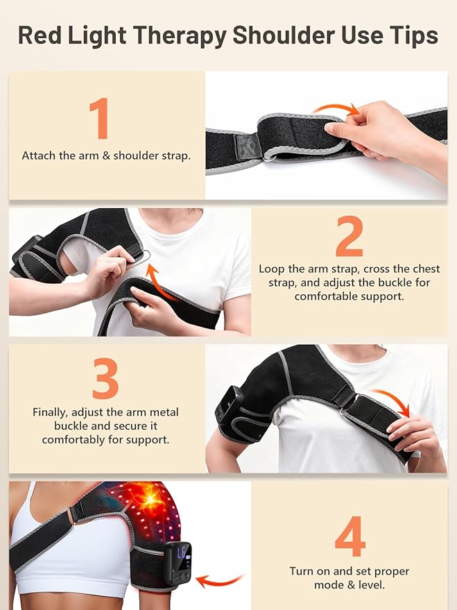 Cordless Red Light Therapy for Shoulder with Massage, 5000mAh Battery Portable Red Light Therapy for Shoulders & Joint Comfort Wearable Shoulders Massage Wrap