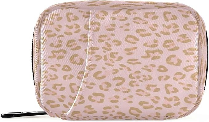 xigua Golden Leopard Print Pill Box 7 Day Travel Pill Cases Bag,Weekly Portable Pill Organizer Bag with Zipper for Vitamin Supplement Fish Oil373
