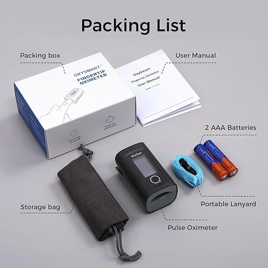 Wellue Bluetooth Pulse Oximeter Fingertip, Blood Oxygen Saturation Monitor with Free APP, Batteries, Carry Bag & Lanyard
