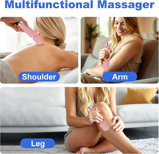 Personal Massager, Micro Wireless Massager, Small & Powerful, Waterproof Portable, Suitable for Relieving Neck, Leg and Shoulder Pain, Pink