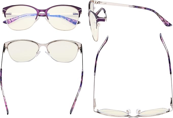 Eyekepper Blue Light Glasses - Semi Rimless Digital Eyeglasses for Women Blocking Computer Screen UV Rays